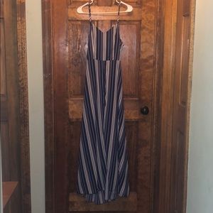 Navy & White Striped Maxi Dress